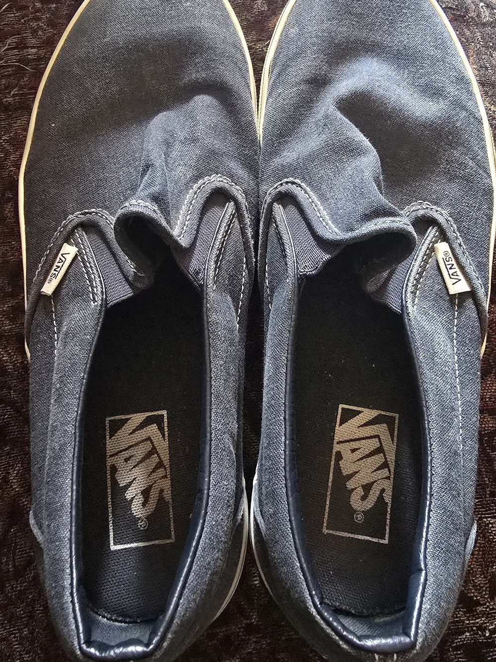 Vans Mens Size 10 Slip on Skateboard Shoes Dark Blue Good Shape! - Picture 3 of 5